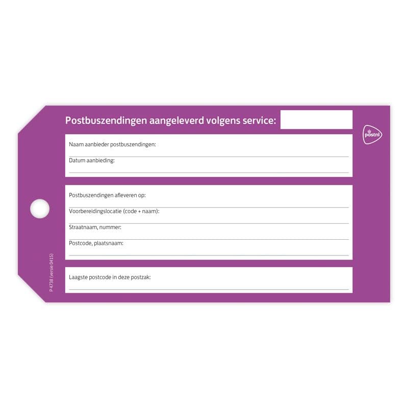 Postzaklabel paars