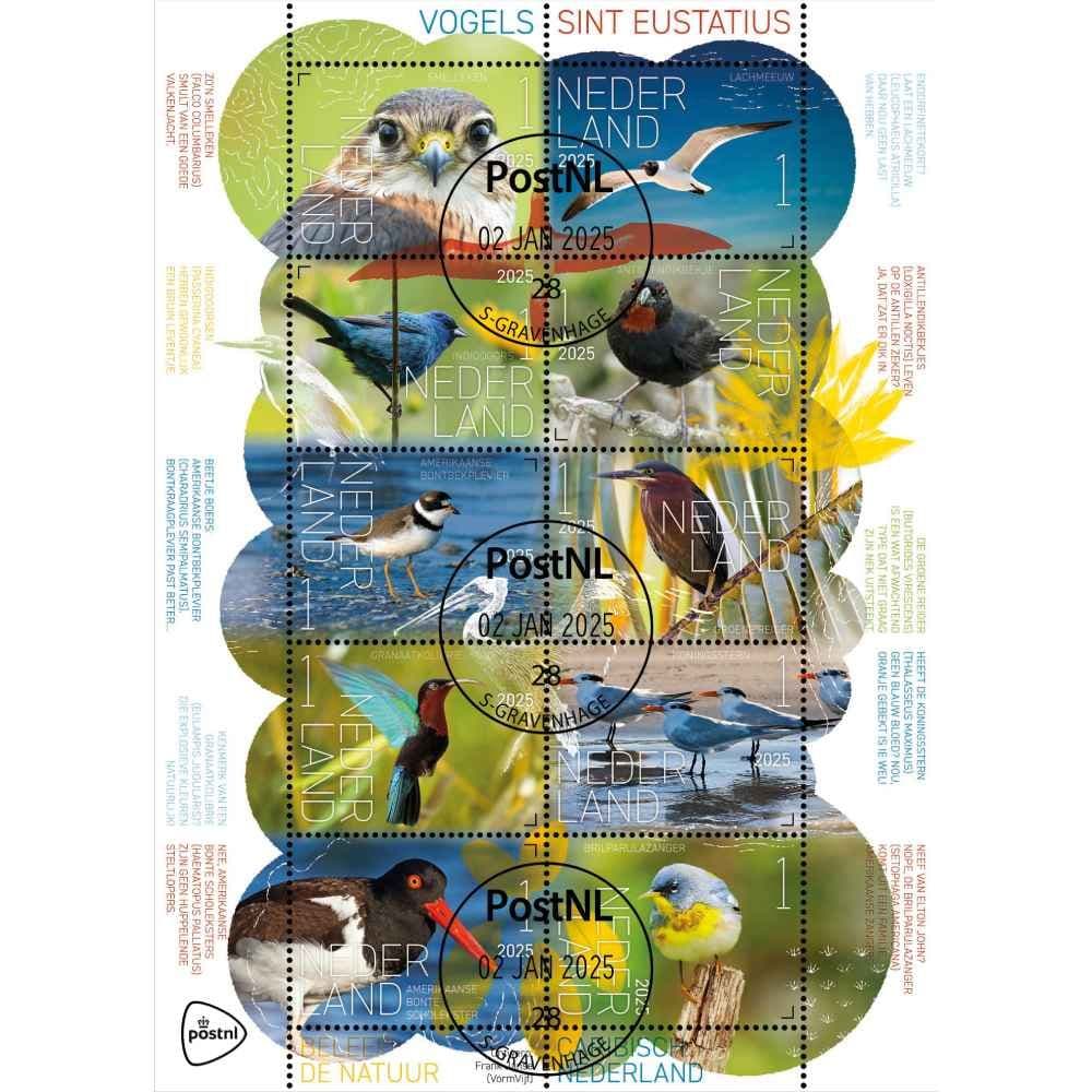 Beleef de natuur - vogels Sint Eustatius (gestempeld postzegelvel)