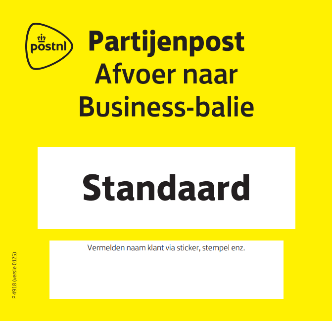 Bakkenwagenkaart Partijenpost standaard
