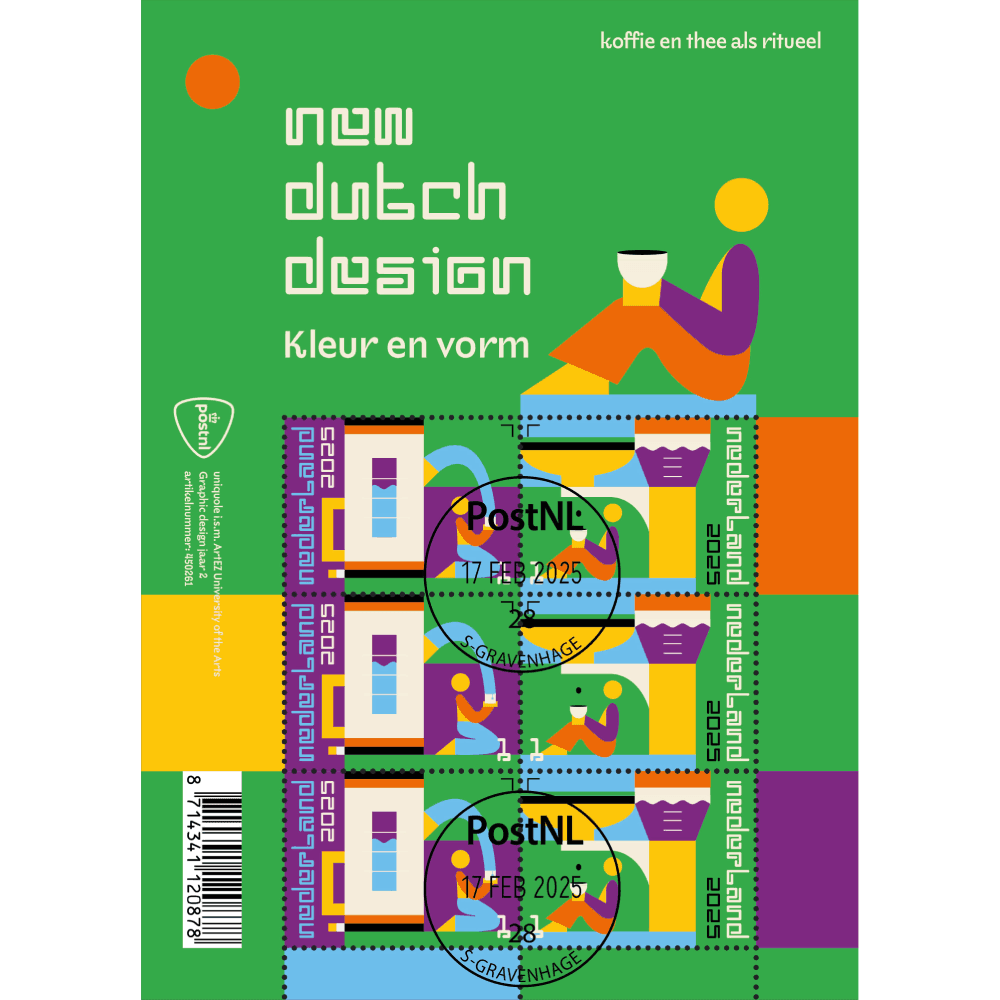 New Dutch Design – koffie en thee (gestempeld postzegelvel)