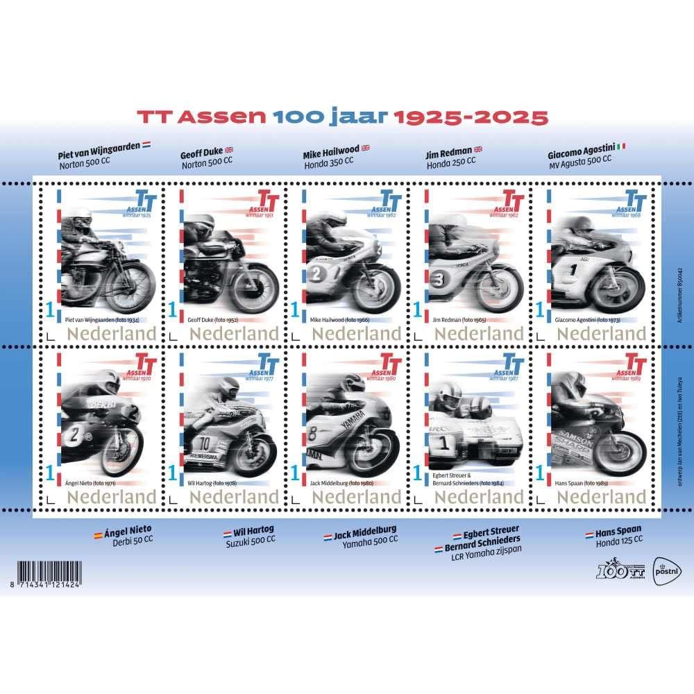 TT Assen 100 jaar (postzegelvel)