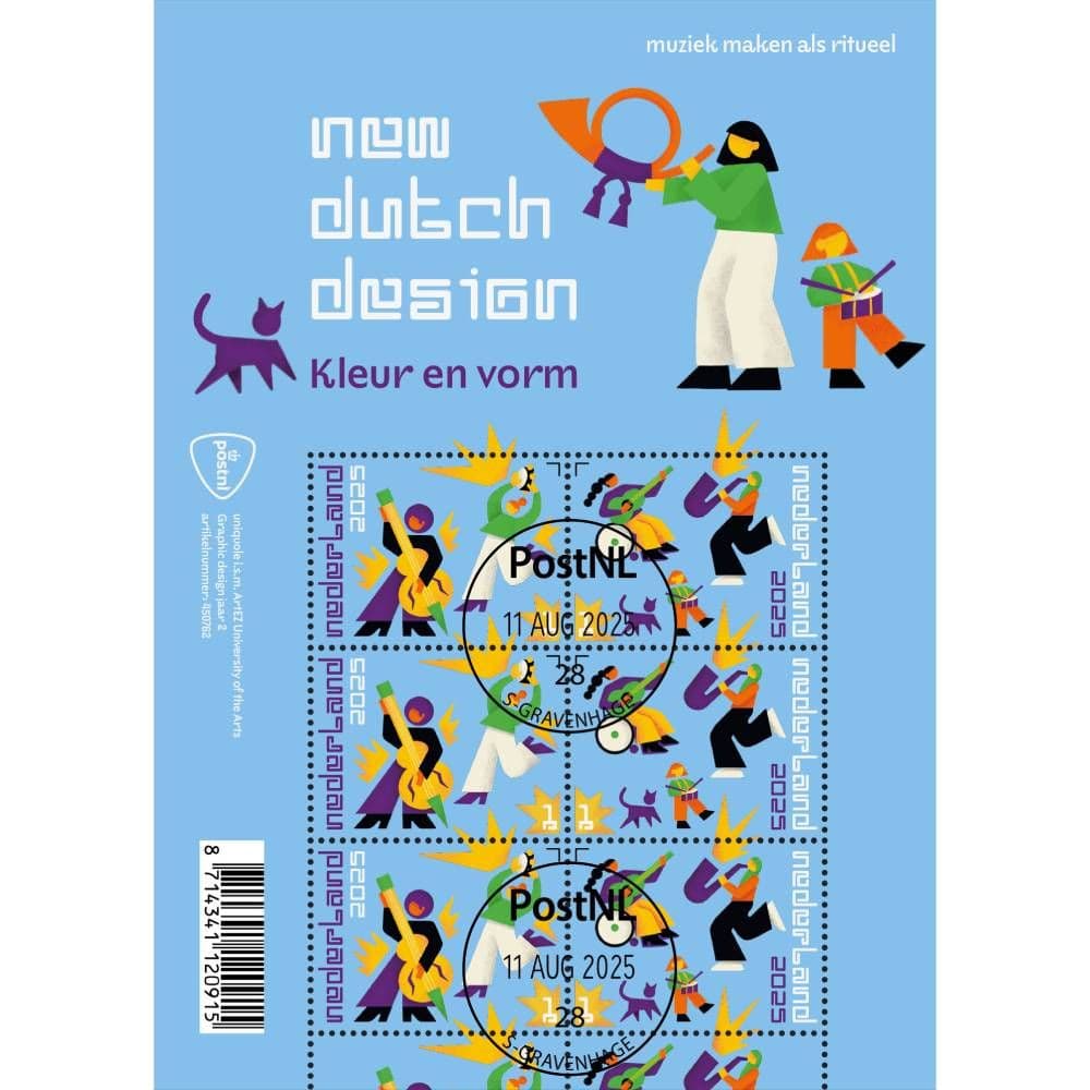 New Dutch Design – muziek maken (gestempeld postzegelvel)