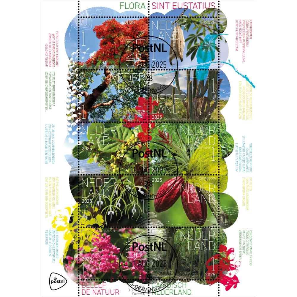 Beleef de natuur - flora Sint Eustatius (gestempeld postzegelvel)