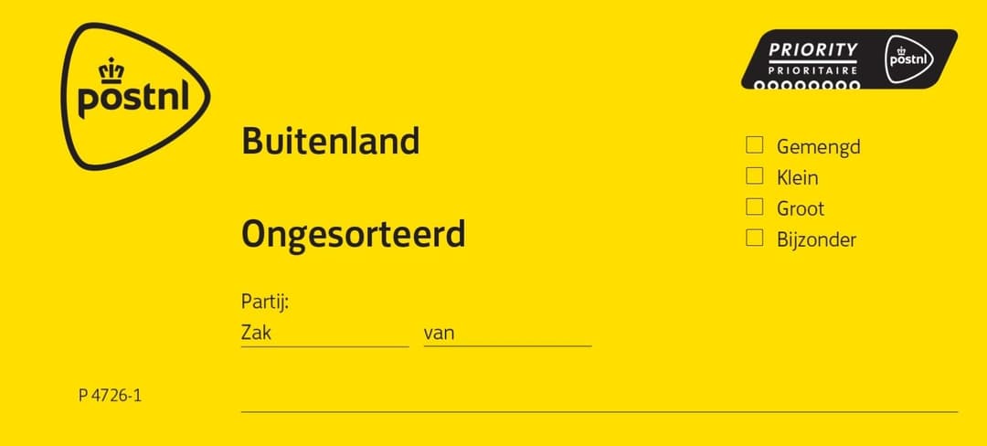 Zaklabel priority ongesorteerd geel